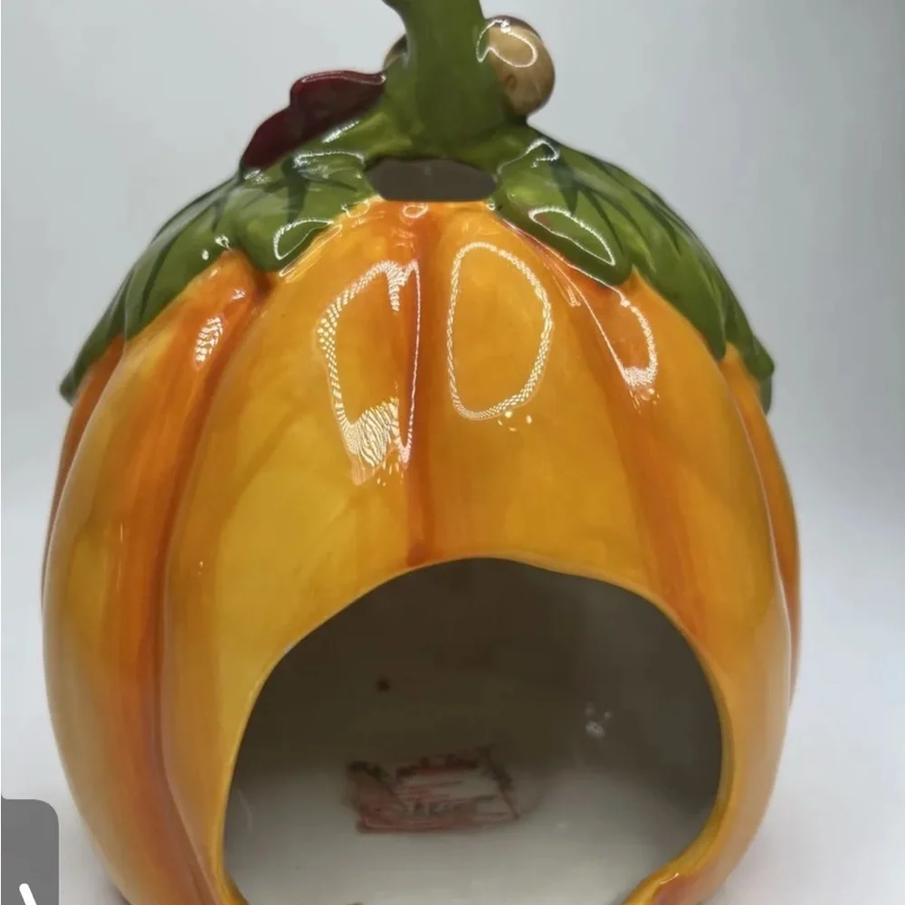 Blue Sky Clayworks Happy Harvest Candle Holder Autumn Pumpkin House